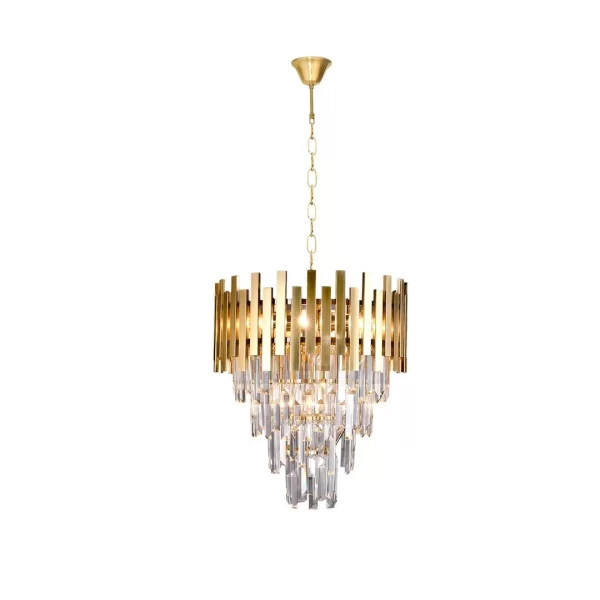 Milagro Luster, grlo 9xE14 Metal/Kristal Zlatna