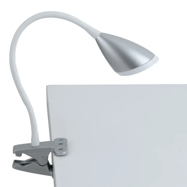 Luce Design LED stolna lampa s kvačicom HEGEL 3,7W 4000K Metal Srebrna