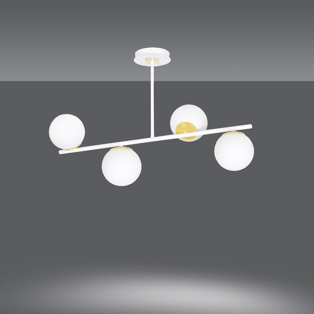 Emibig Stropna svjetiljka FLOKI 230V 10W MAX LED E14 Čelik/ Staklo Bijela/ Zlatna - Slika 2