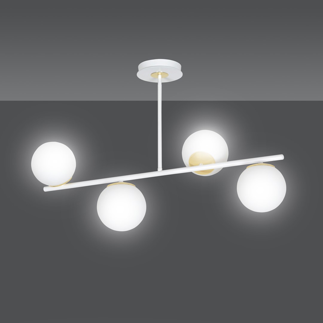 Emibig Stropna svjetiljka FLOKI 230V 10W MAX LED E14 Čelik/ Staklo Bijela/ Zlatna - Slika 3
