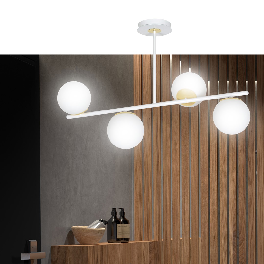 Emibig Stropna svjetiljka FLOKI 230V 10W MAX LED E14 Čelik/ Staklo Bijela/ Zlatna - Slika 5