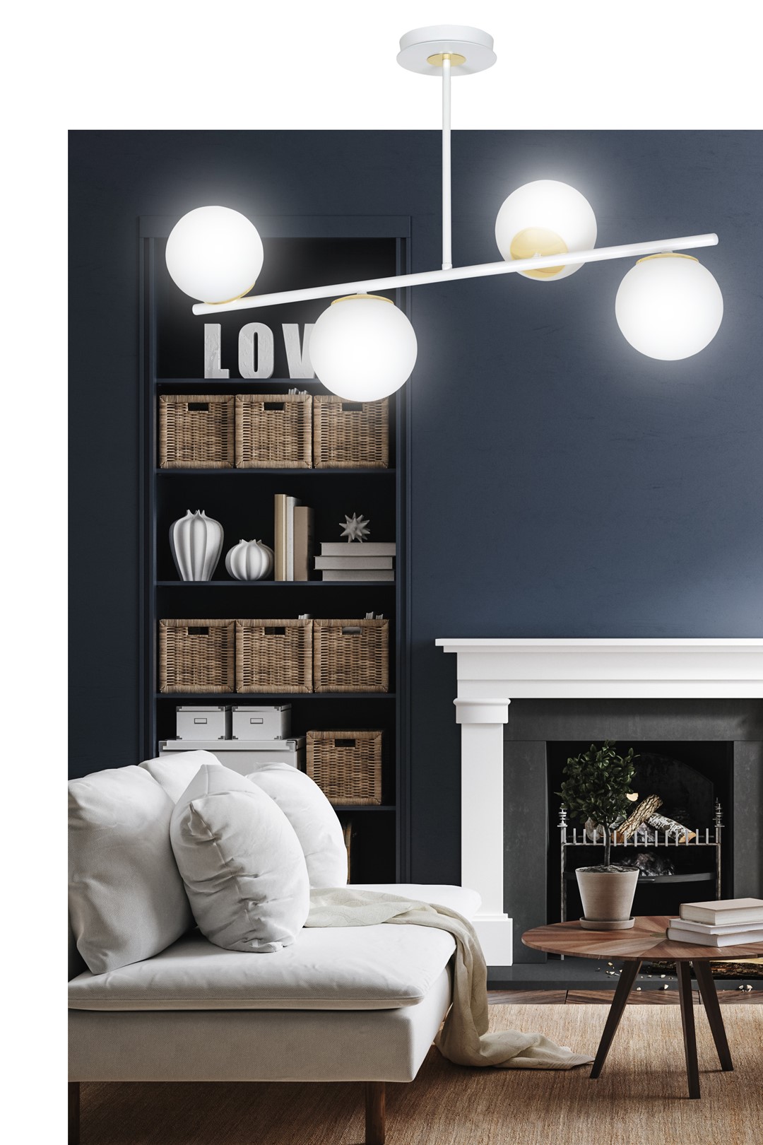 Emibig Stropna svjetiljka FLOKI 230V 10W MAX LED E14 Čelik/ Staklo Bijela/ Zlatna - Slika 6