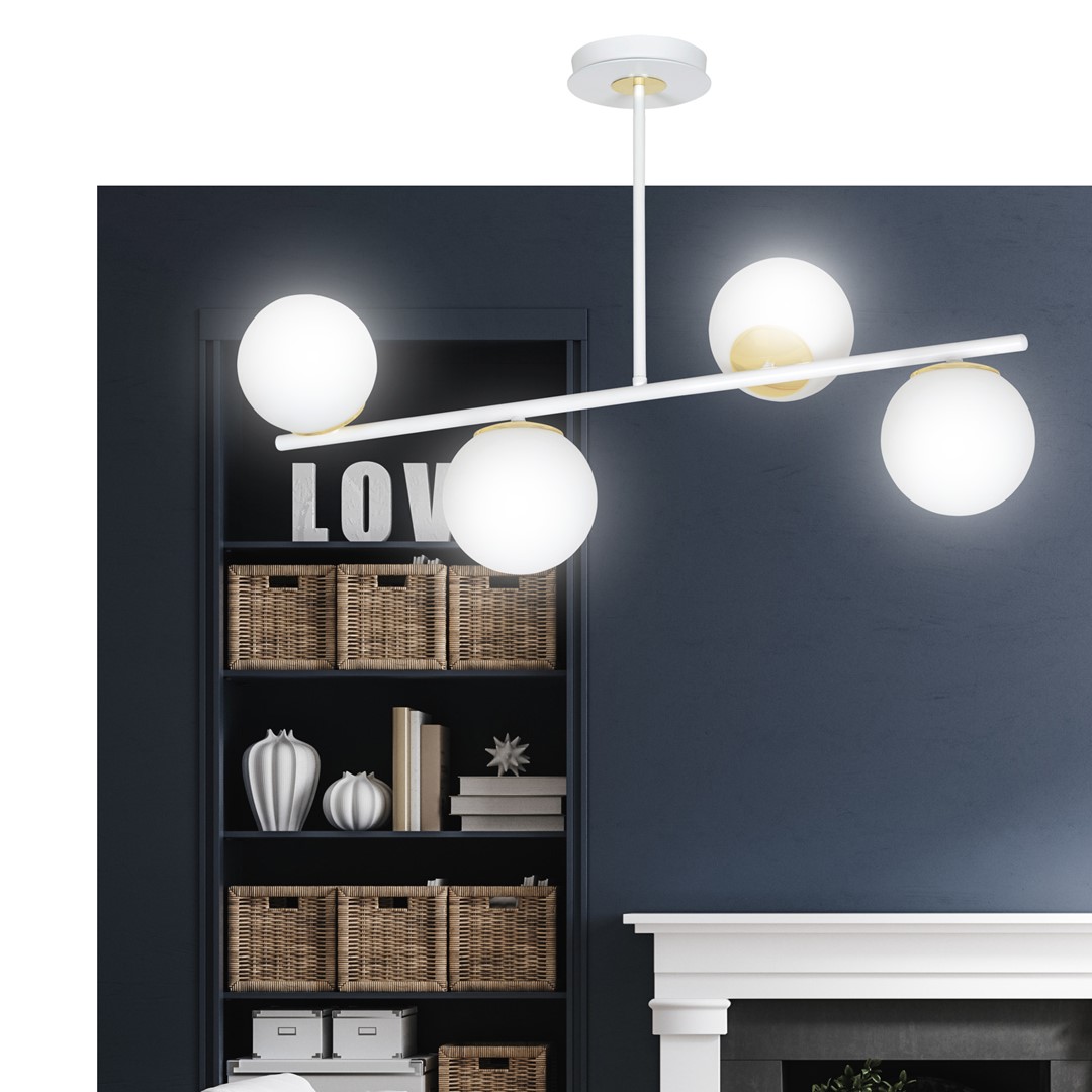Emibig Stropna svjetiljka FLOKI 230V 10W MAX LED E14 Čelik/ Staklo Bijela/ Zlatna - Slika 7