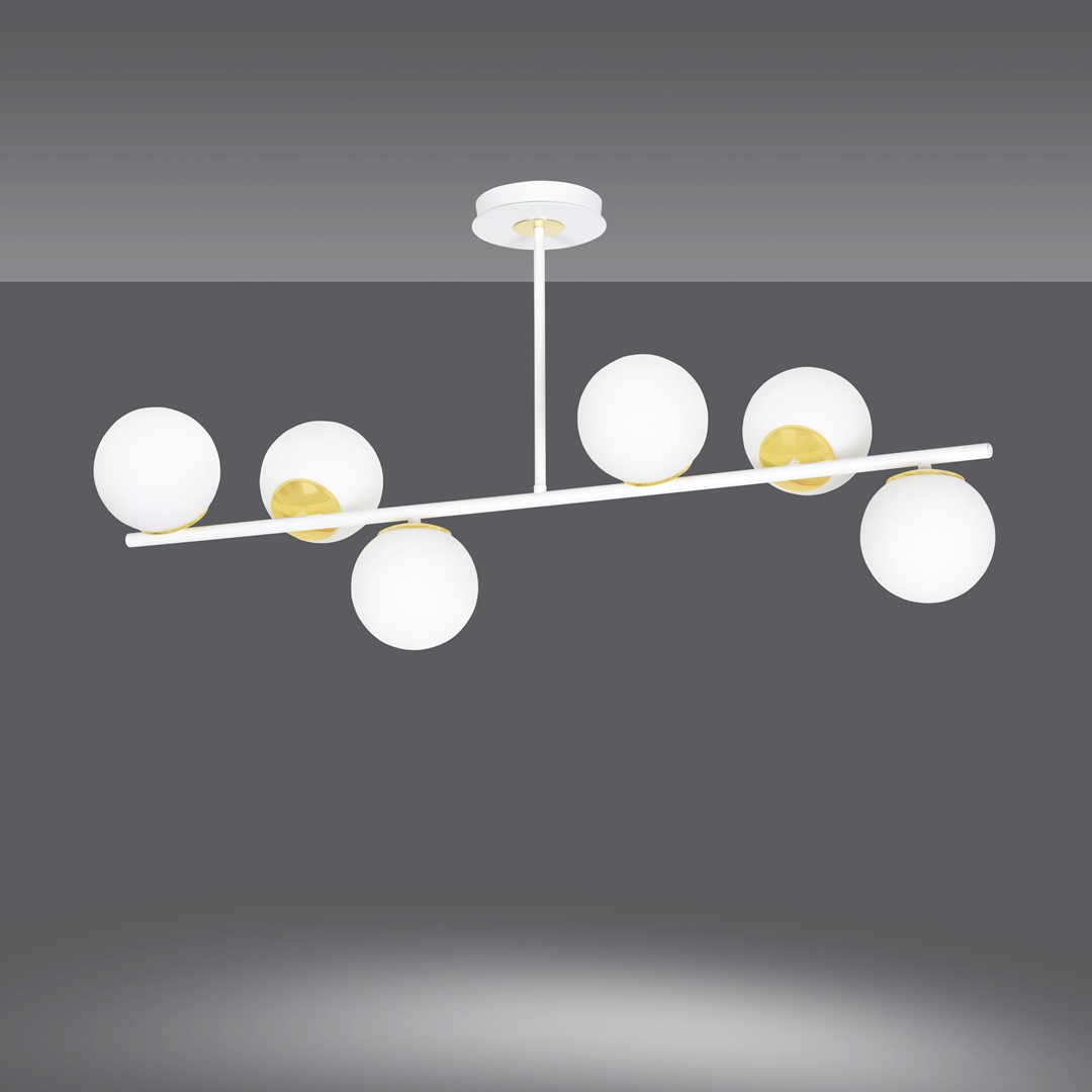 Emibig Stropna svjetiljka FLOKI 230V 10W MAX LED E14 Čelik/ Staklo Bijela/ Zlatna - Slika 2