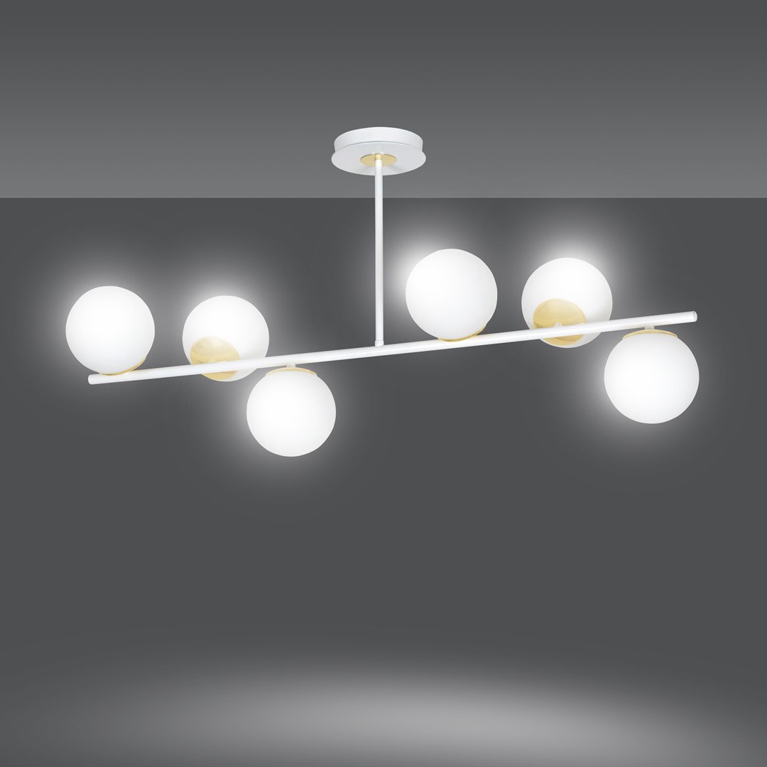 Emibig Stropna svjetiljka FLOKI 230V 10W MAX LED E14 Čelik/ Staklo Bijela/ Zlatna - Slika 3