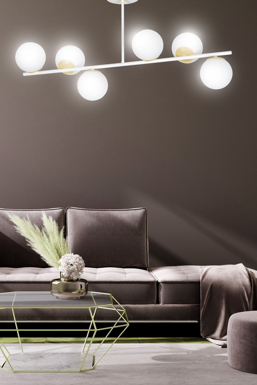Emibig Stropna svjetiljka FLOKI 230V 10W MAX LED E14 Čelik/ Staklo Bijela/ Zlatna - Slika 4
