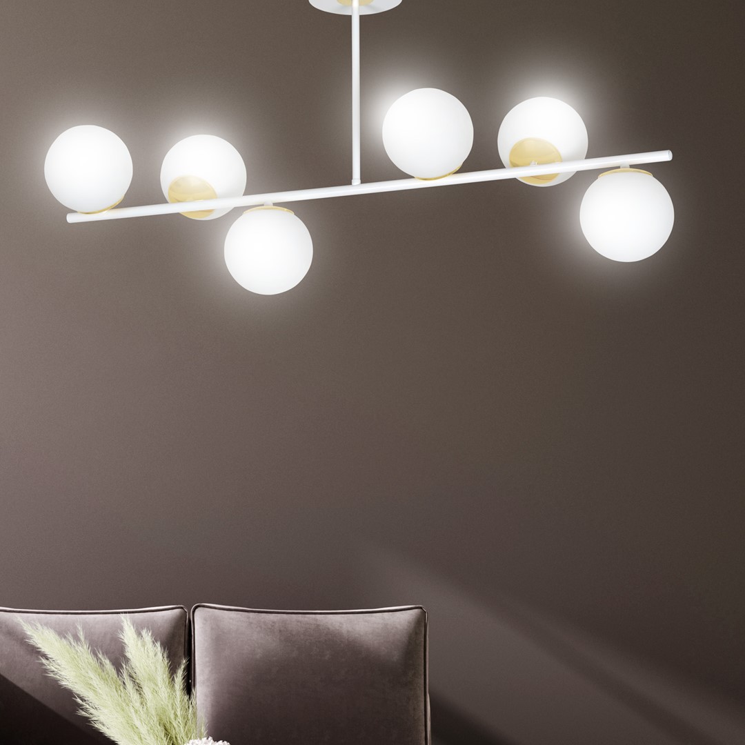 Emibig Stropna svjetiljka FLOKI 230V 10W MAX LED E14 Čelik/ Staklo Bijela/ Zlatna - Slika 5