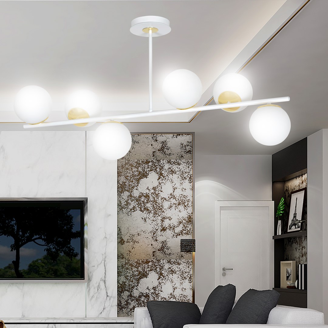 Emibig Stropna svjetiljka FLOKI 230V 10W MAX LED E14 Čelik/ Staklo Bijela/ Zlatna - Slika 7