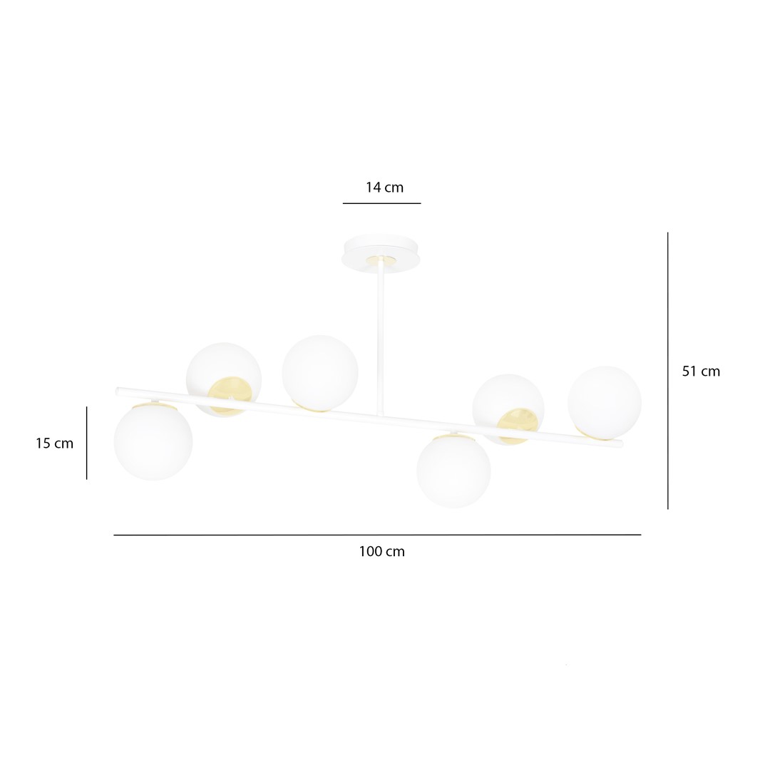 Emibig Stropna svjetiljka FLOKI 230V 10W MAX LED E14 Čelik/ Staklo Bijela/ Zlatna - Slika 9