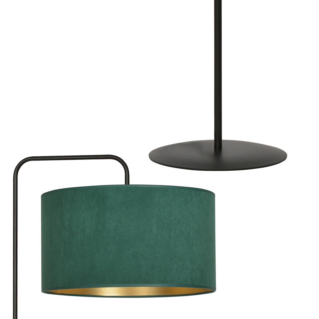 Emibig Podna lampa HILDE 230V 15W MAX LED E27 Čelik/ Tkanina Crno/Zelena - Slika 3
