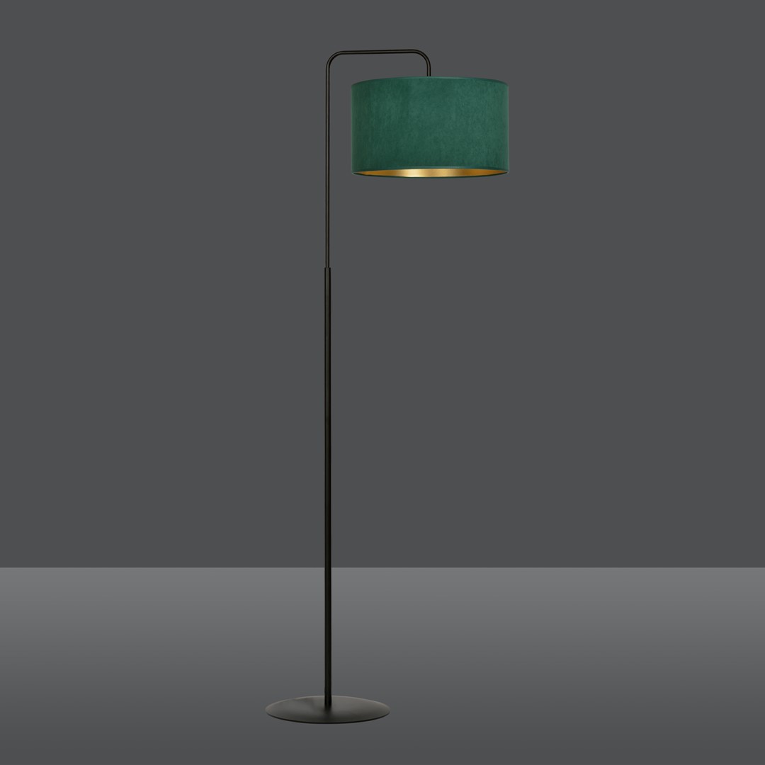 Emibig Podna lampa HILDE 230V 15W MAX LED E27 Čelik/ Tkanina Crno/Zelena - Slika 2