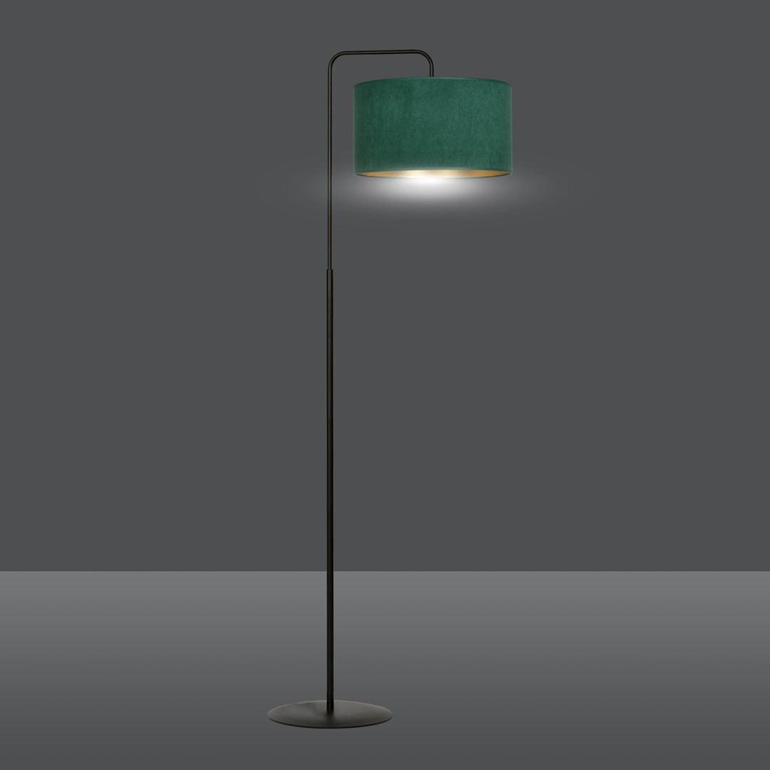 Emibig Podna lampa HILDE 230V 15W MAX LED E27 Čelik/ Tkanina Crno/Zelena - Slika 6
