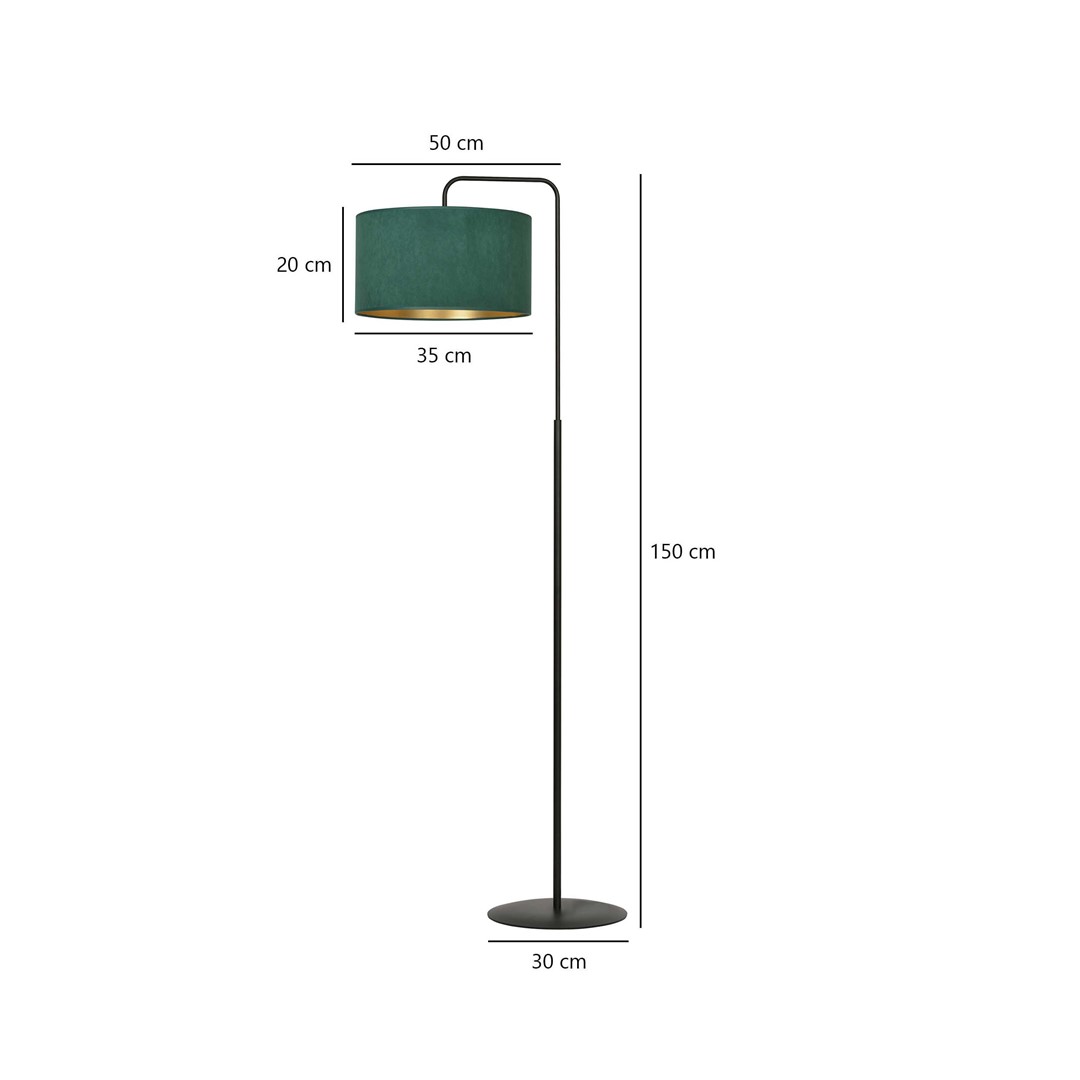 Emibig Podna lampa HILDE 230V 15W MAX LED E27 Čelik/ Tkanina Crno/Zelena - Slika 4