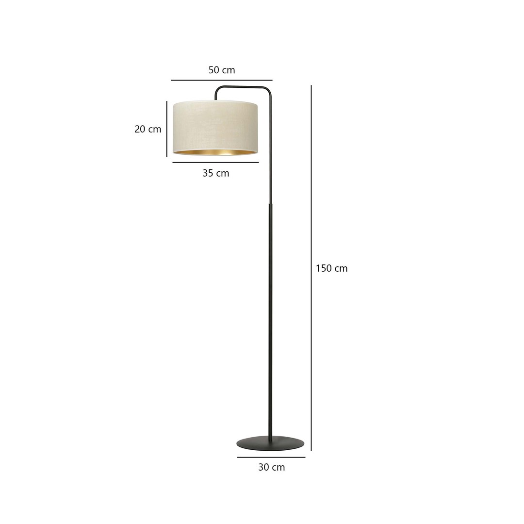 Emibig Podna lampa HILDE 230V 15W MAX LED E27 Čelik/ Tkanina Crno/Bijela - Slika 5
