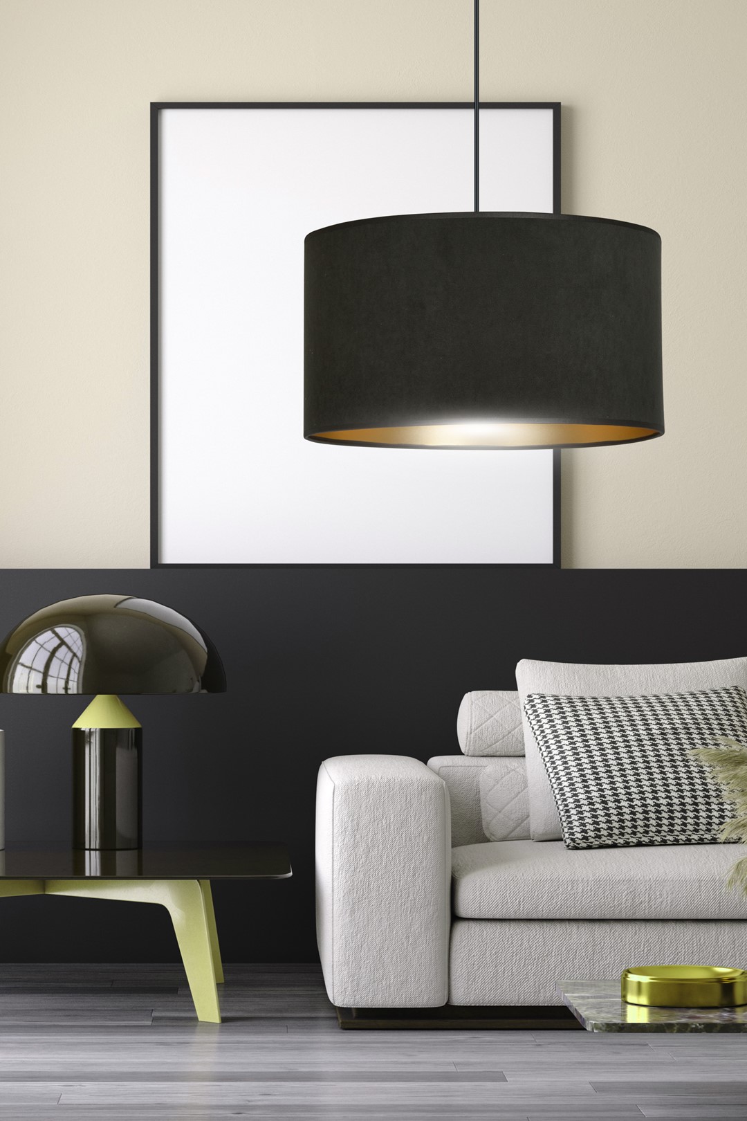 Emibig Visilica HILDE 230V 15W MAX LED E27 Čelik/ Tkanina Crna - Slika 6