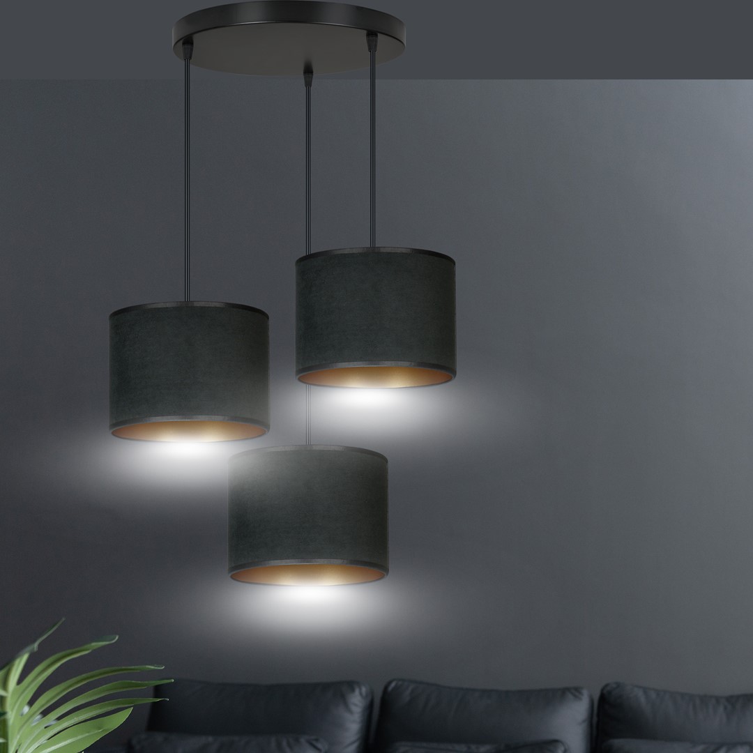 Emibig Visilica HILDE 230V 15W MAX LED E27 Čelik/ Tkanina Crna - Slika 9