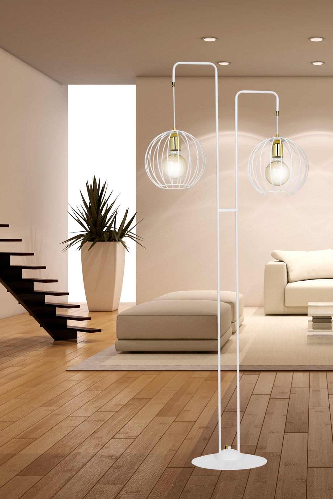 Emibig Podna lampa ALBIO 230V 15W MAX LED E27 Čelik Bijela - Slika 6