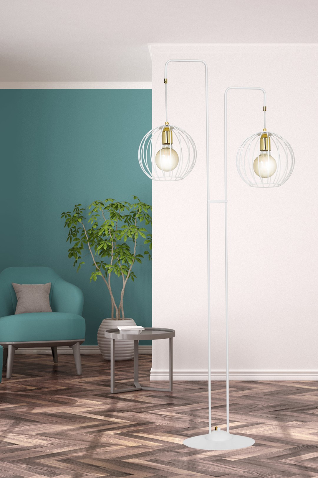 Emibig Podna lampa ALBIO 230V 15W MAX LED E27 Čelik Bijela - Slika 8