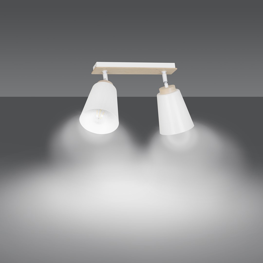 Emibig Stropna svjetiljka ATLAS 230V 15W MAX LED E27 Čelik/ Šperploča Bijela - Slika 3