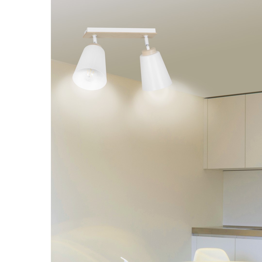 Emibig Stropna svjetiljka ATLAS 230V 15W MAX LED E27 Čelik/ Šperploča Bijela - Slika 6