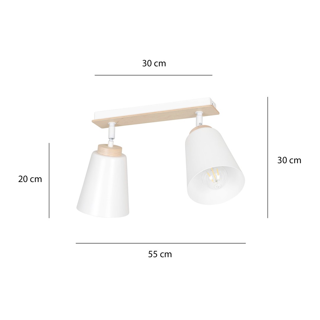 Emibig Stropna svjetiljka ATLAS 230V 15W MAX LED E27 Čelik/ Šperploča Bijela - Slika 9