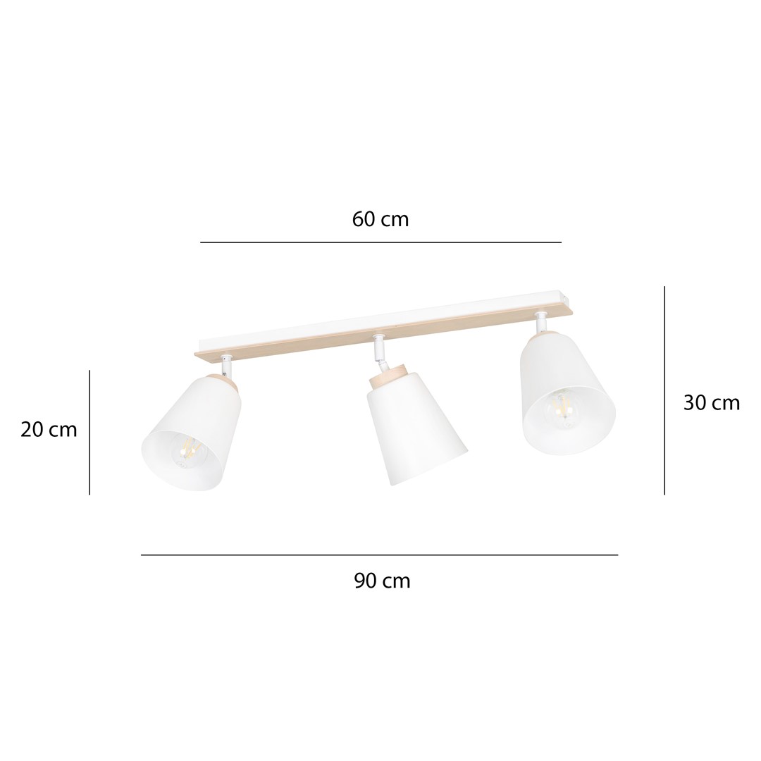 Emibig Stropna svjetiljka ATLAS 230V 15W MAX LED E27 Čelik/ Šperploča Bijela - Slika 9
