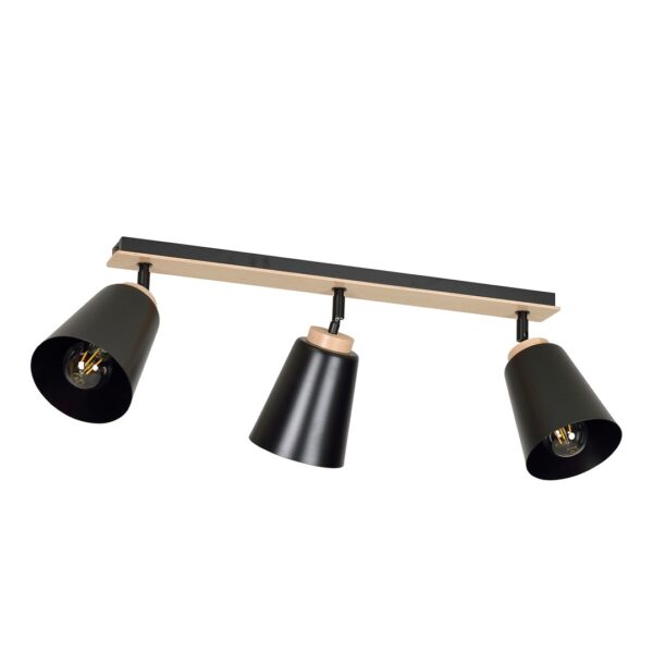Emibig Stropna svjetiljka ATLAS 230V 15W MAX LED E27 Čelik/ Šperploča Crna