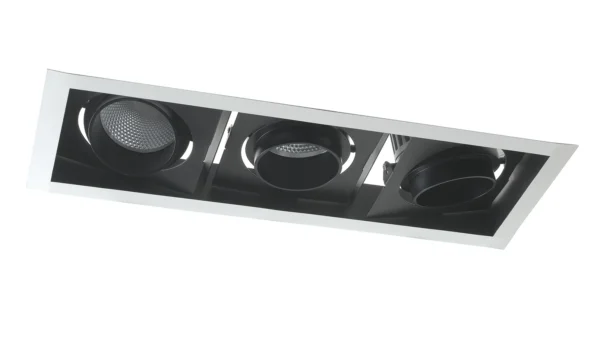 Intec Ugradbeni LED Reflektor Apollo Pravokutni 3x10W 3000K Aluminij Crno-Bijeli