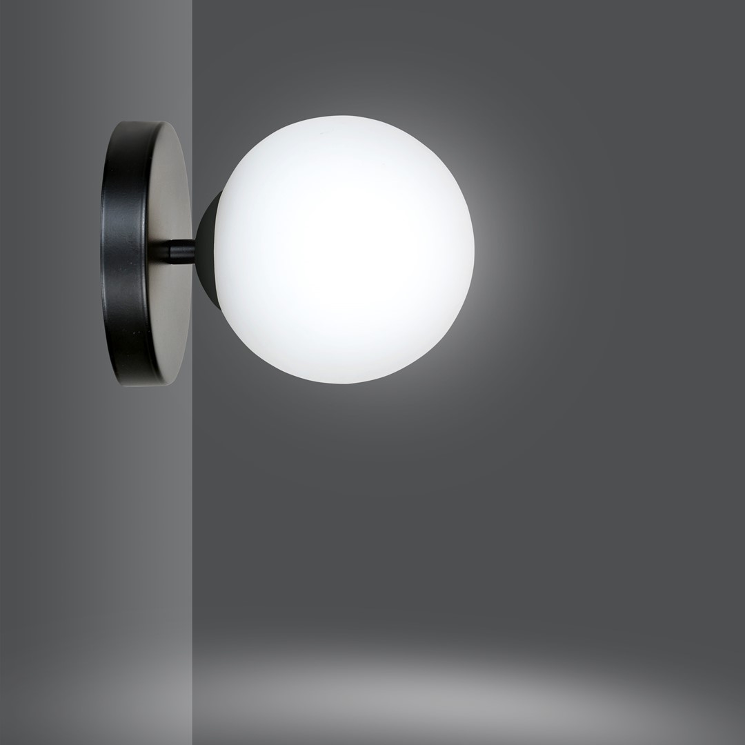 Emibig Zidna lampa HALLDOR 230V 10W MAX LED E14 Čelik/ Staklo Crna - Slika 3