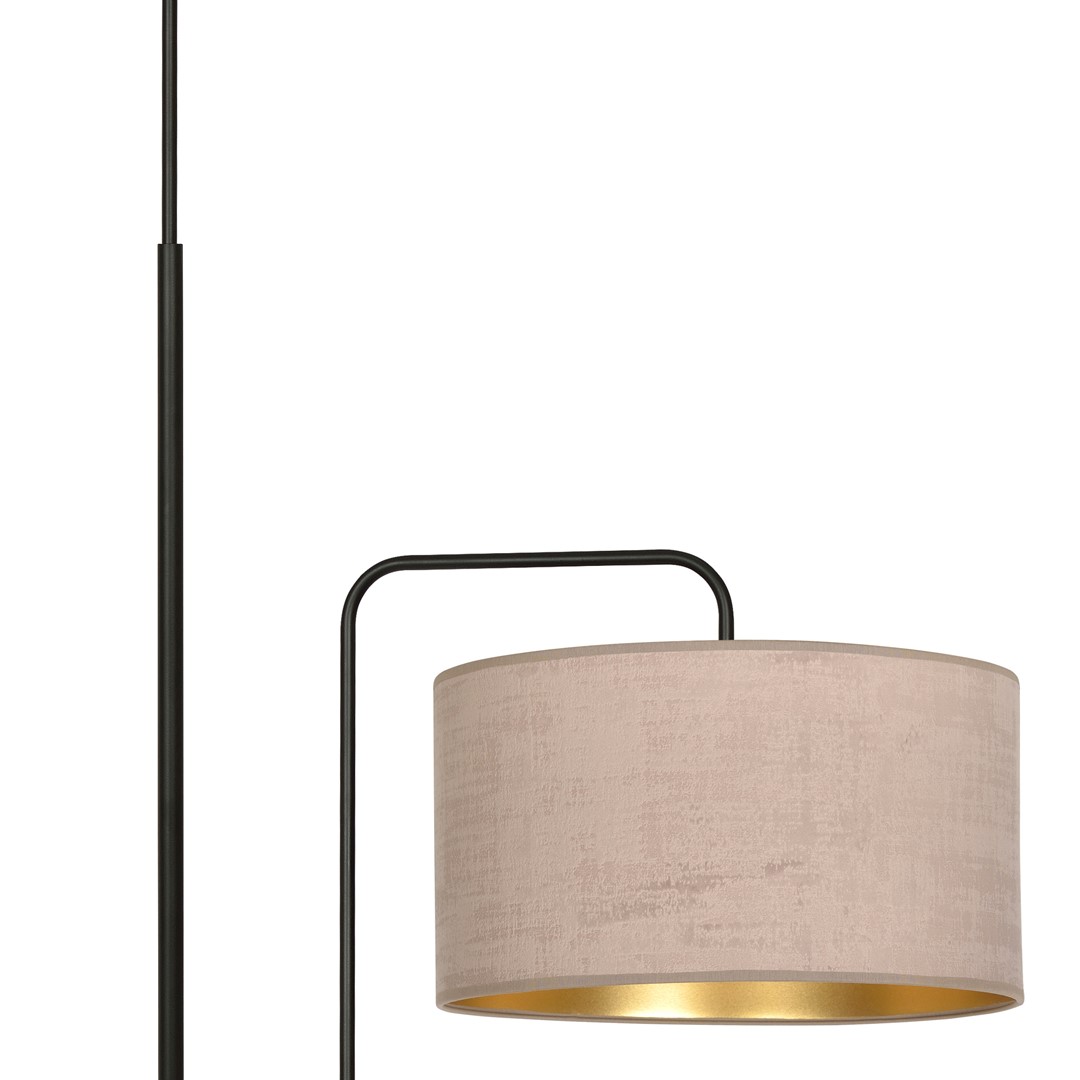 Emibig Podna lampa HILDE 230V 15W MAX LED E27 Čelik/ Tkanina Crno/Roza - Slika 2