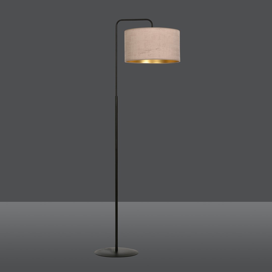 Emibig Podna lampa HILDE 230V 15W MAX LED E27 Čelik/ Tkanina Crno/Roza - Slika 3