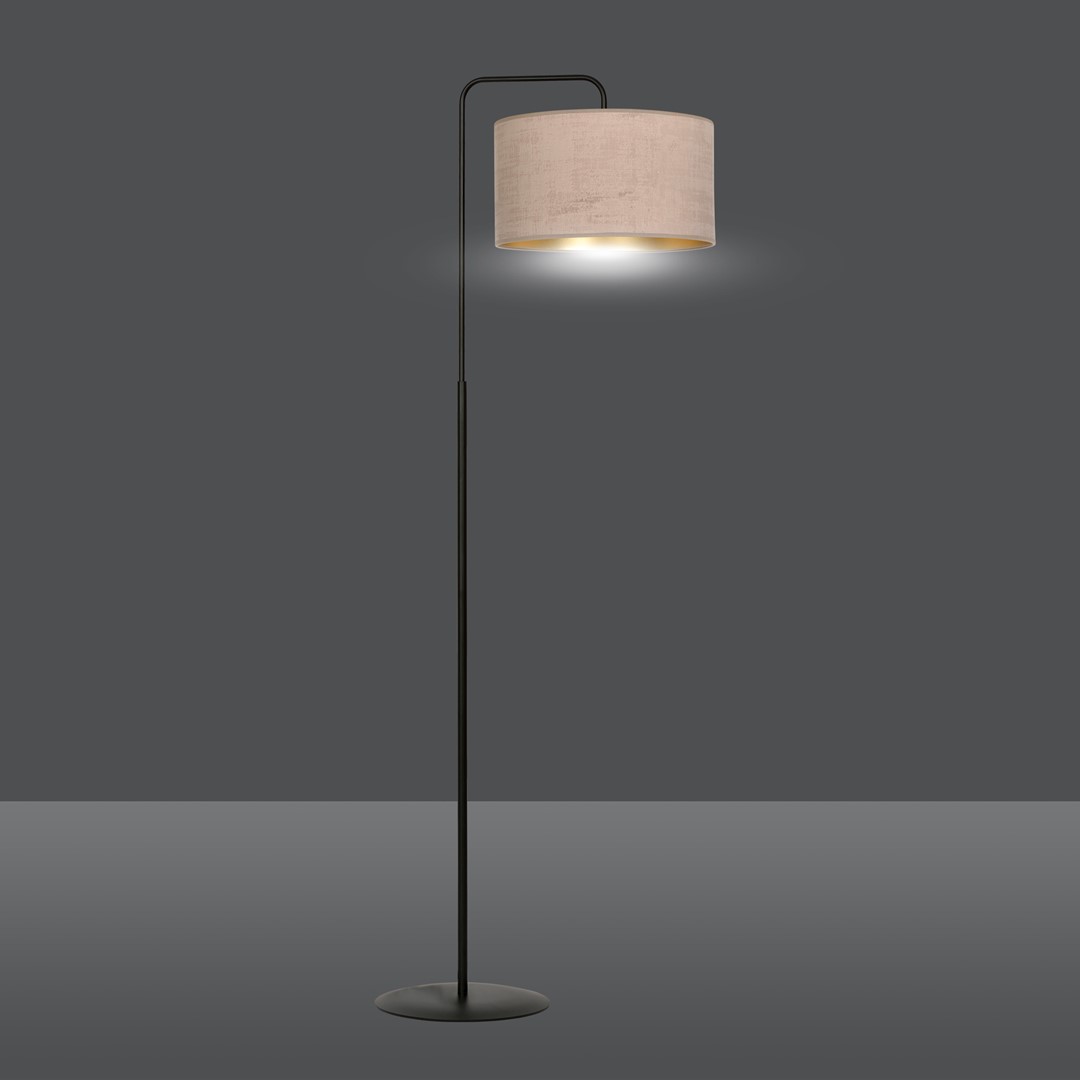 Emibig Podna lampa HILDE 230V 15W MAX LED E27 Čelik/ Tkanina Crno/Roza - Slika 4