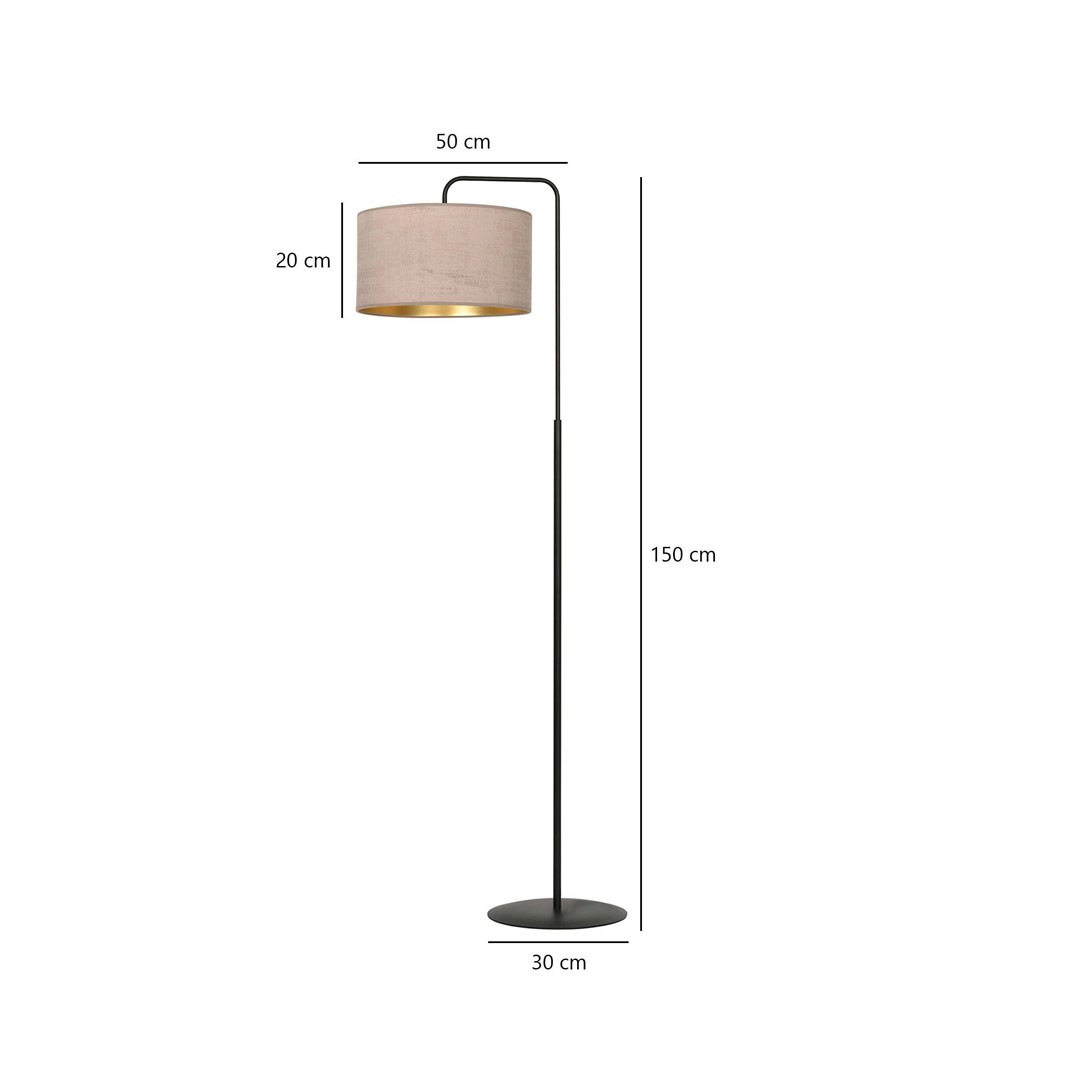 Emibig Podna lampa HILDE 230V 15W MAX LED E27 Čelik/ Tkanina Crno/Roza - Slika 5