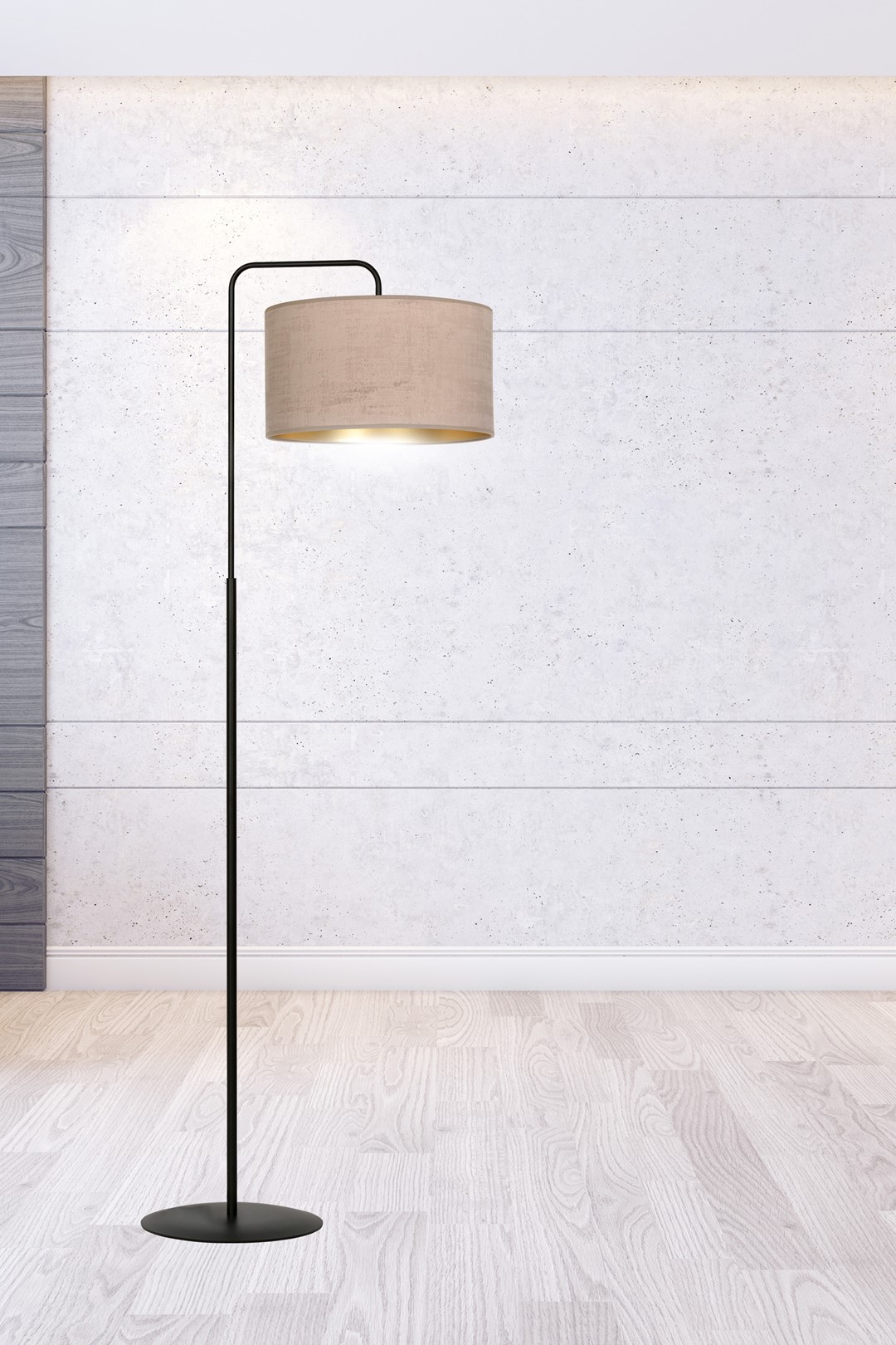 Emibig Podna lampa HILDE 230V 15W MAX LED E27 Čelik/ Tkanina Crno/Roza - Slika 6