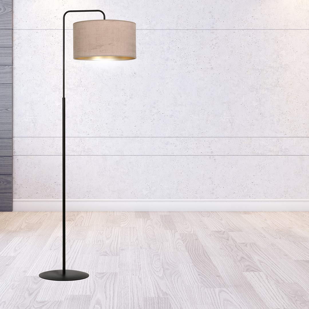 Emibig Podna lampa HILDE 230V 15W MAX LED E27 Čelik/ Tkanina Crno/Roza - Slika 7
