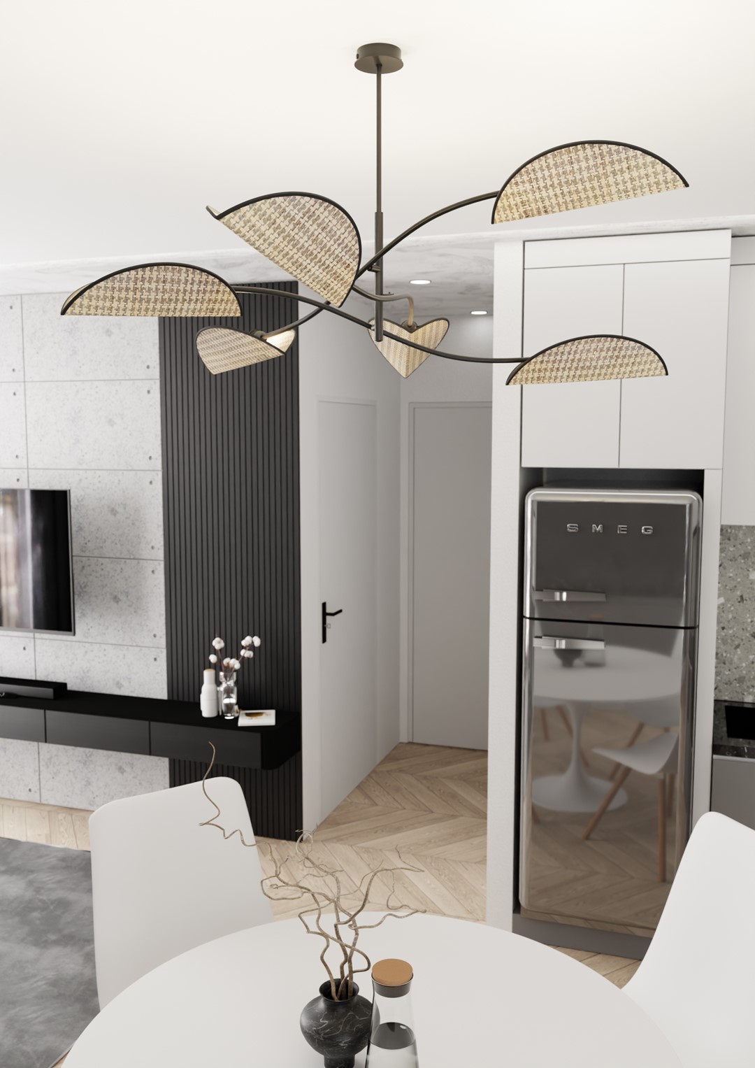 Emibig Stropna svjetiljka LOTUS 230 V 10W MAX LED E14 Čelik/ Tkanina Crna - Slika 3