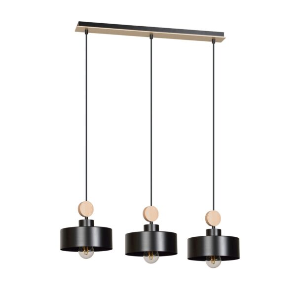 Emibig Visilica TUNISO 230V 15W MAX LED E27 Čelik/ Drvo Crna