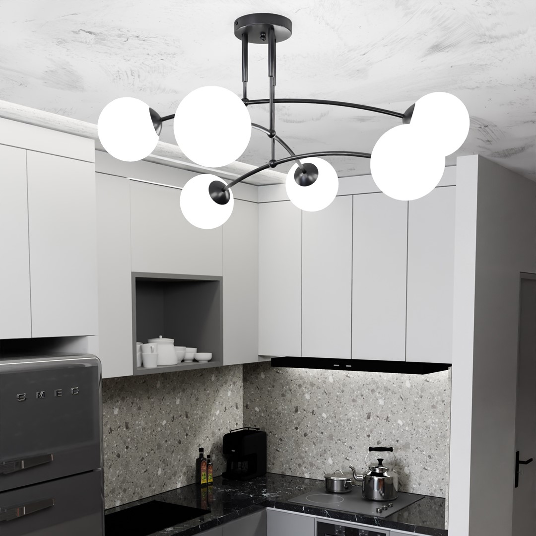 Emibig Stropna svjetiljka PREGOS 230V 10W MAX LED E14 Čelik/ Staklo Crna - Slika 6