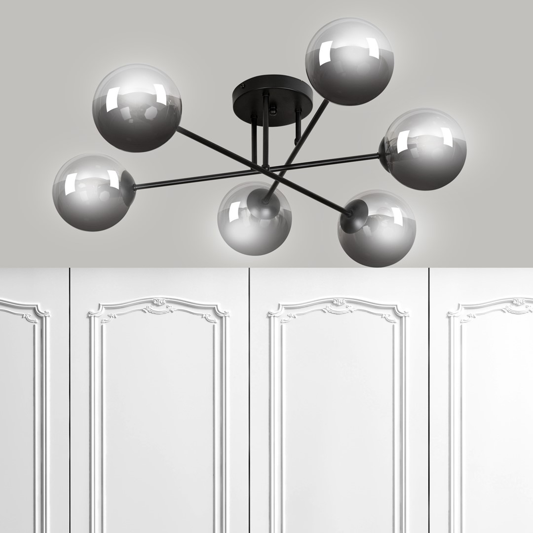Emibig Stropna svjetiljka BRENDI 230V 10W MAX LED E14 Čelik/ Staklo Crna - Slika 5
