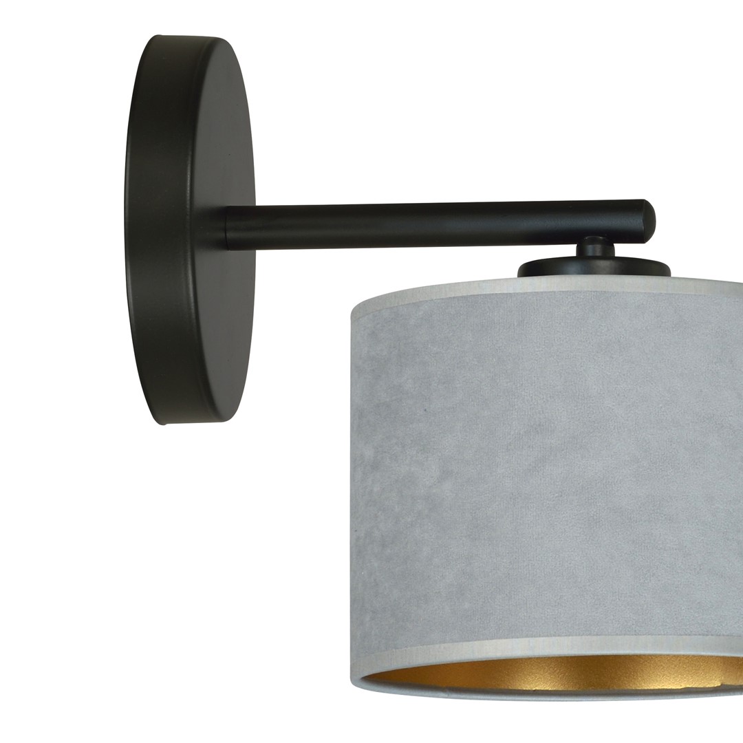 Emibig Zidna lampa HILDE 230V 15W MAX LED E27 Čelik/ Tkanina Crno/Siva - Slika 2