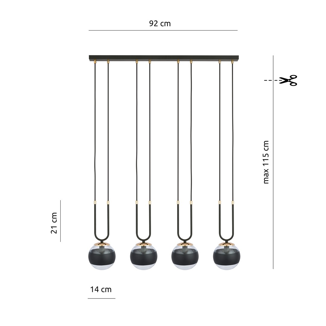 Emibig Visilica GLAM 230V 10W MAX LED E14 Čelik/ Staklo Crna - Slika 6