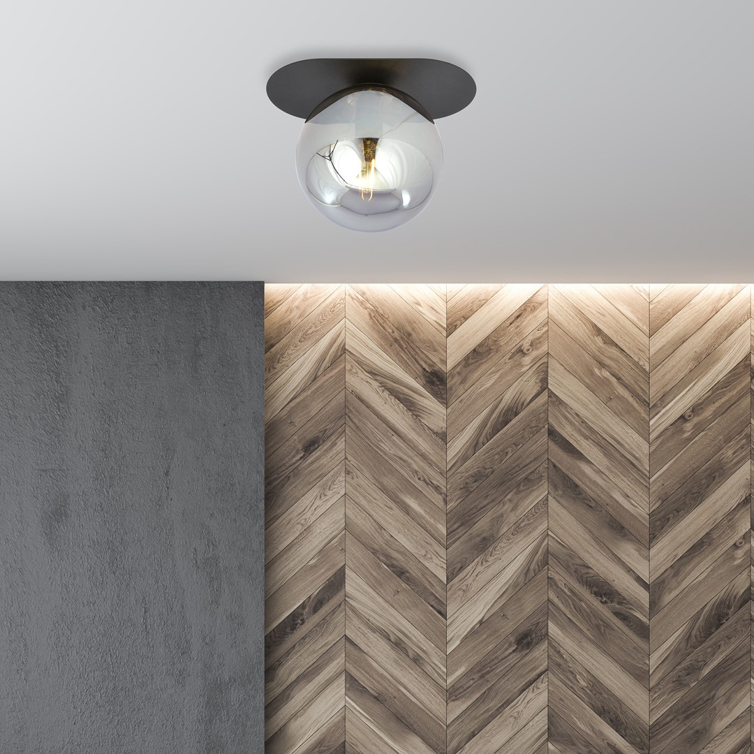 Emibig Stropna svjetiljka PLAZA 230V 10W MAX LED E14 Čelik/ Staklo Crna - Slika 3