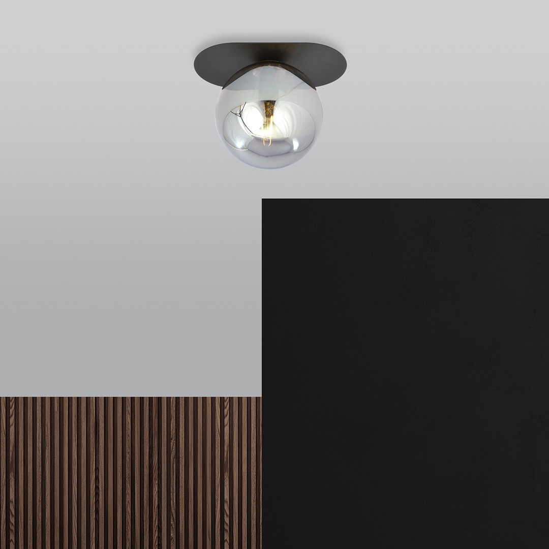 Emibig Stropna svjetiljka PLAZA 230V 10W MAX LED E14 Čelik/ Staklo Crna - Slika 4