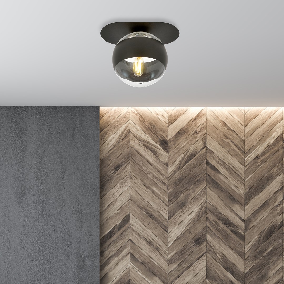 Emibig Stropna svjetiljka PLAZA 230V 10W MAX LED E14 Čelik/ Staklo Crna - Slika 3