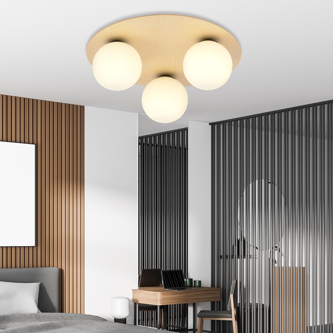 Emibig Stropna svjetiljka KENZO 230V 10W MAX LED E14 Čelik/ Staklo/ Šperploča Smeđa - Slika 3