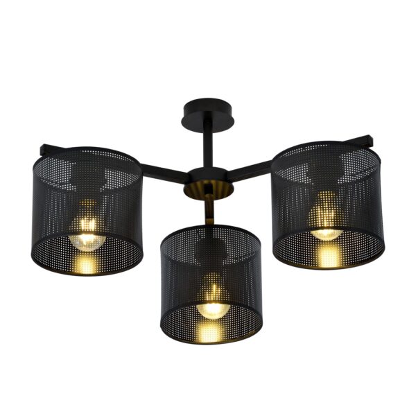Emibig Stropna svjetiljka JORDAN 230V 15W MAX LED E27 Čelik/ Tkanina Crna