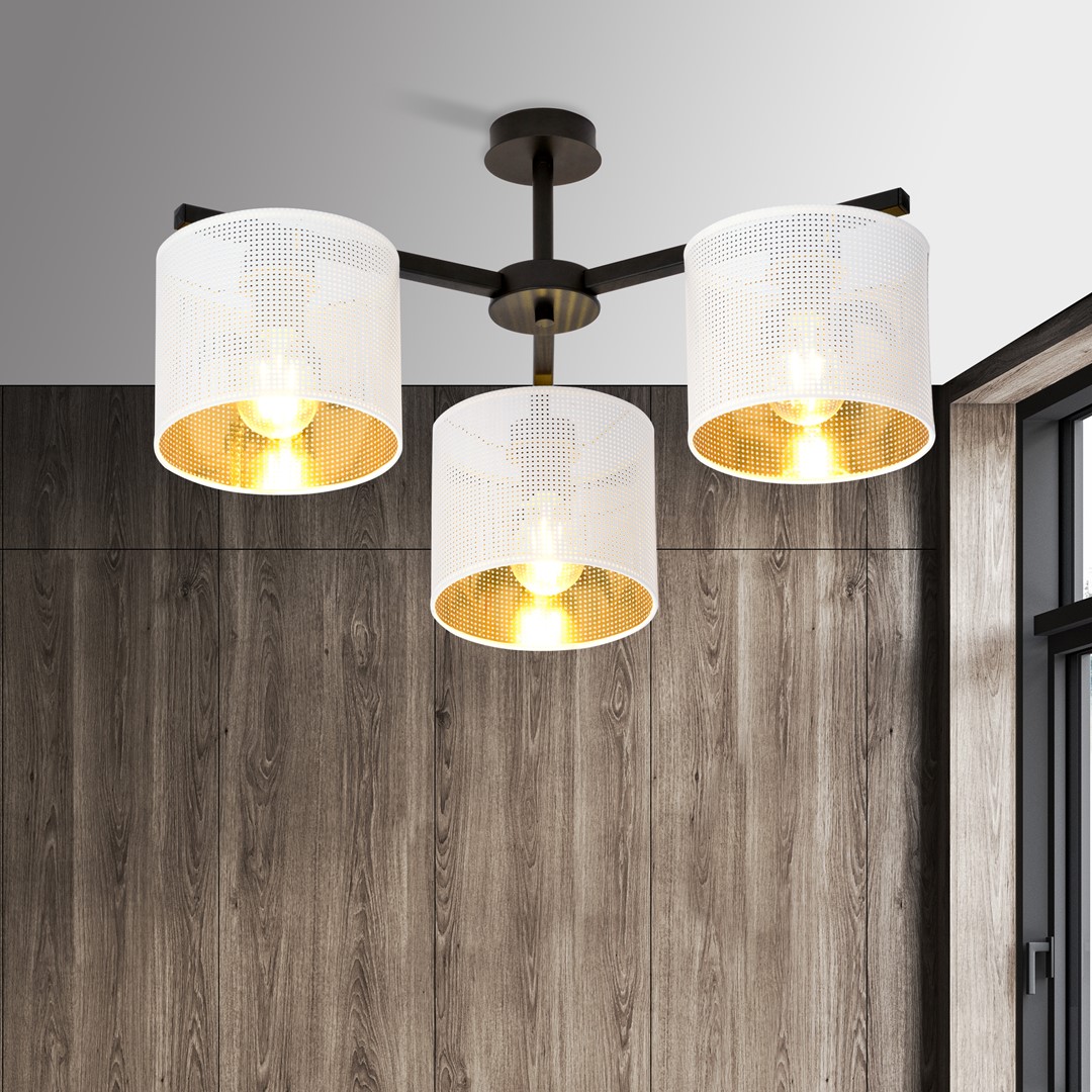 Emibig Stropna svjetiljka JORDAN 230V 15W MAX LED E27 Čelik/ Tkanina Crna - Slika 4