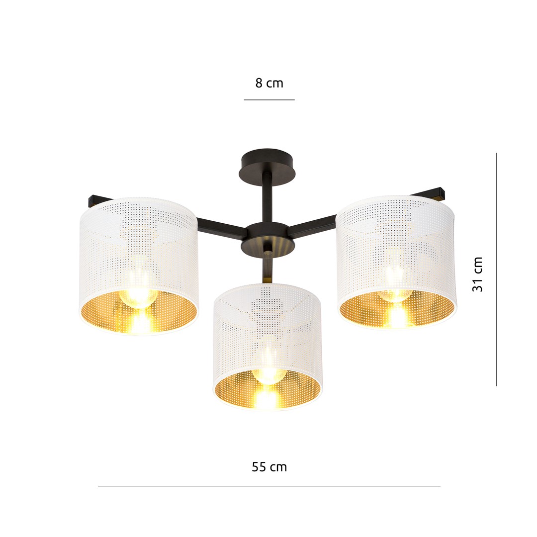 Emibig Stropna svjetiljka JORDAN 230V 15W MAX LED E27 Čelik/ Tkanina Crna - Slika 5