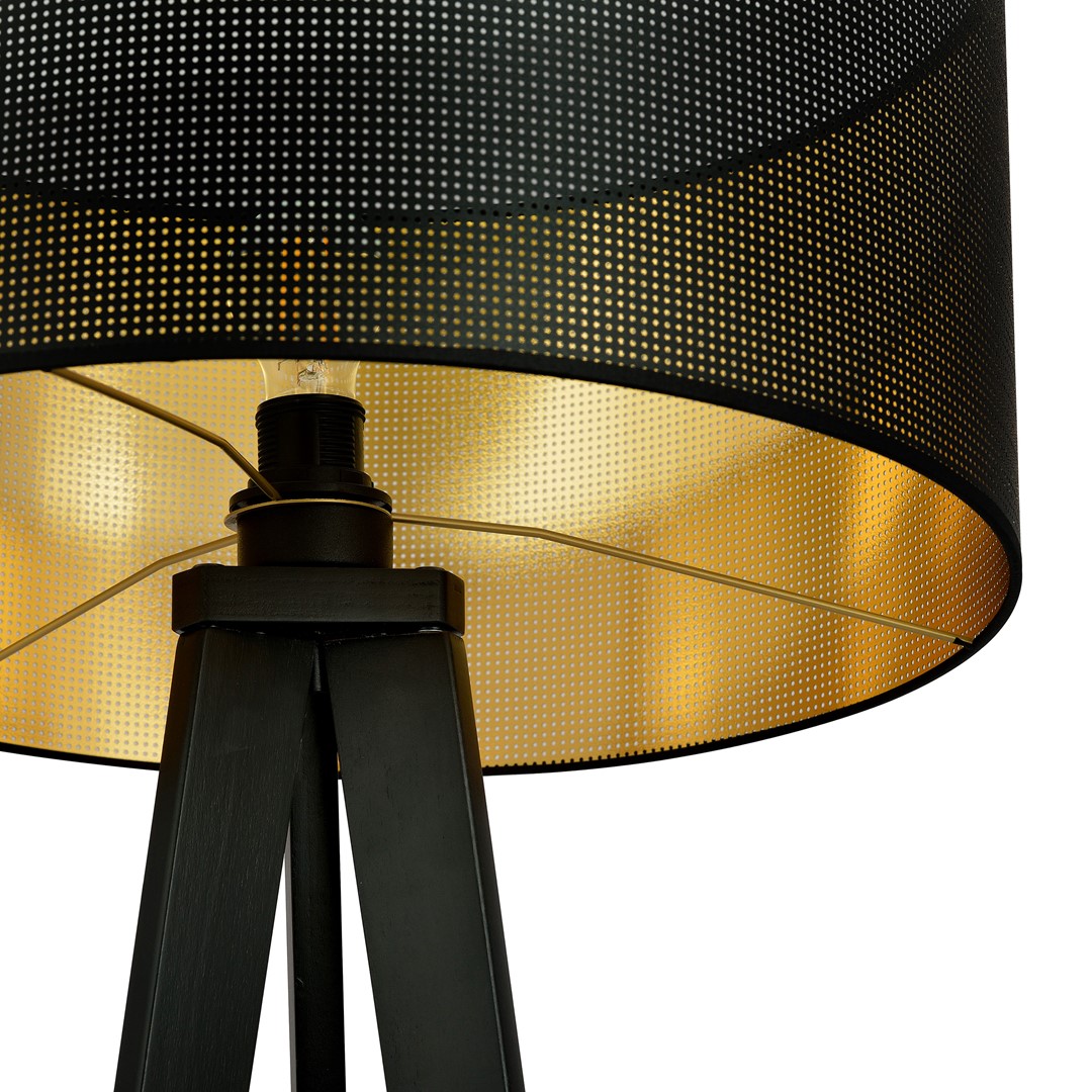 Emibig Podna lampa ASTON 230V 15W MAX LED E27 Čelik/ Tkanina Crna - Slika 5