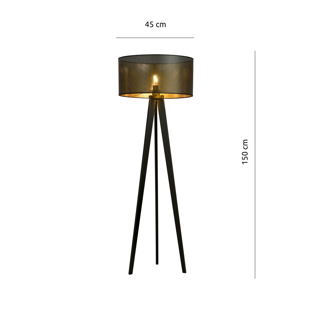 Emibig Podna lampa ASTON 230V 15W MAX LED E27 Čelik/ Tkanina Crna - Slika 6